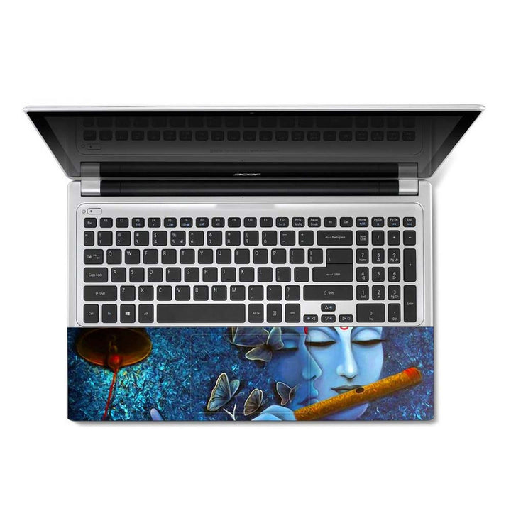 Full Panel Laptop Skin - Radha Krishna Butterfly Blue