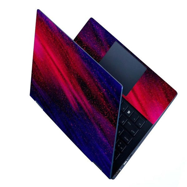 Full Panel Laptop Skin - Red Particles on Blue