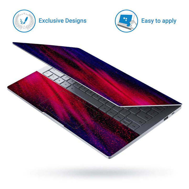 Full Panel Laptop Skin - Red Particles on Blue