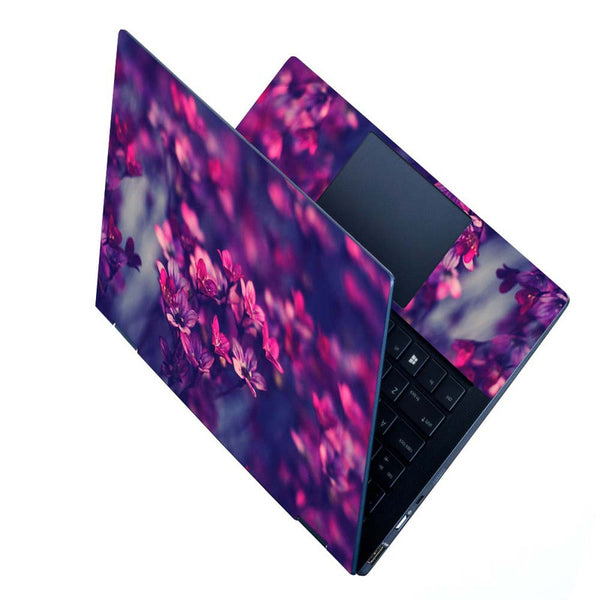 Full Panel Laptop Skin - Red Pink Blue Flowers