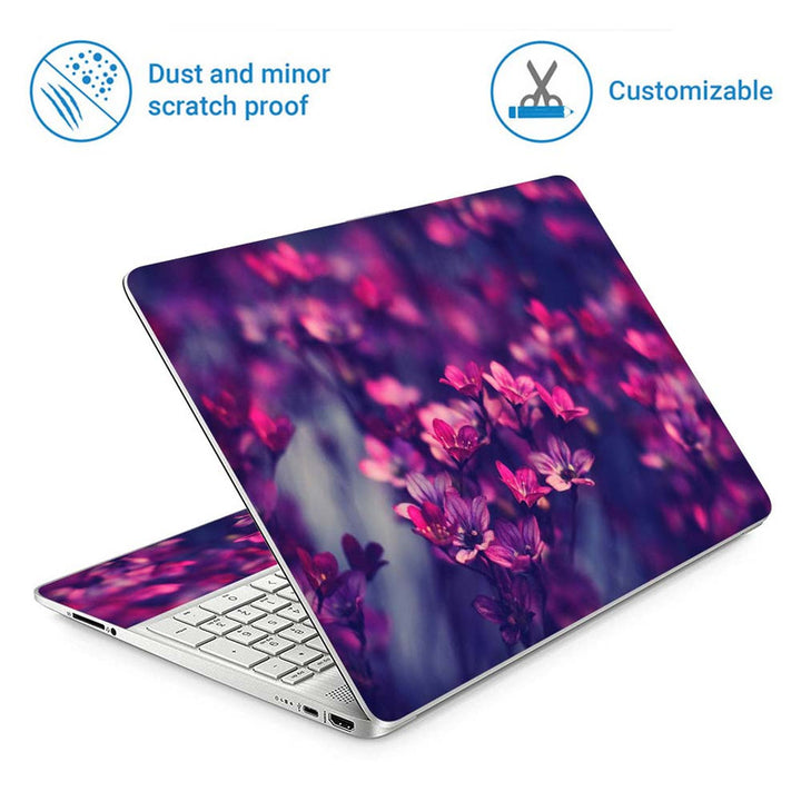 Full Panel Laptop Skin - Red Pink Blue Flowers