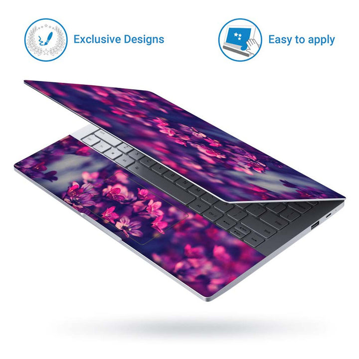 Full Panel Laptop Skin - Red Pink Blue Flowers