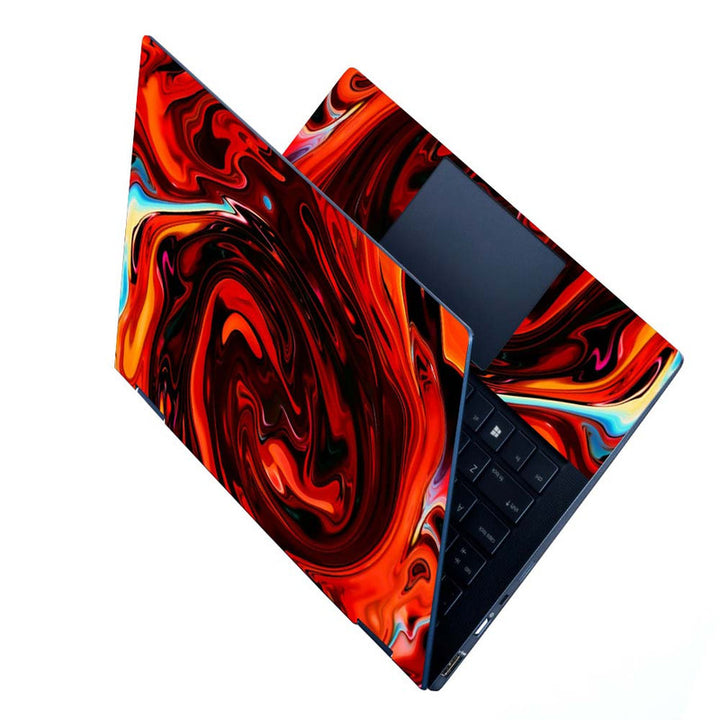 Full Panel Laptop Skin - Red Swirl Float Abstract