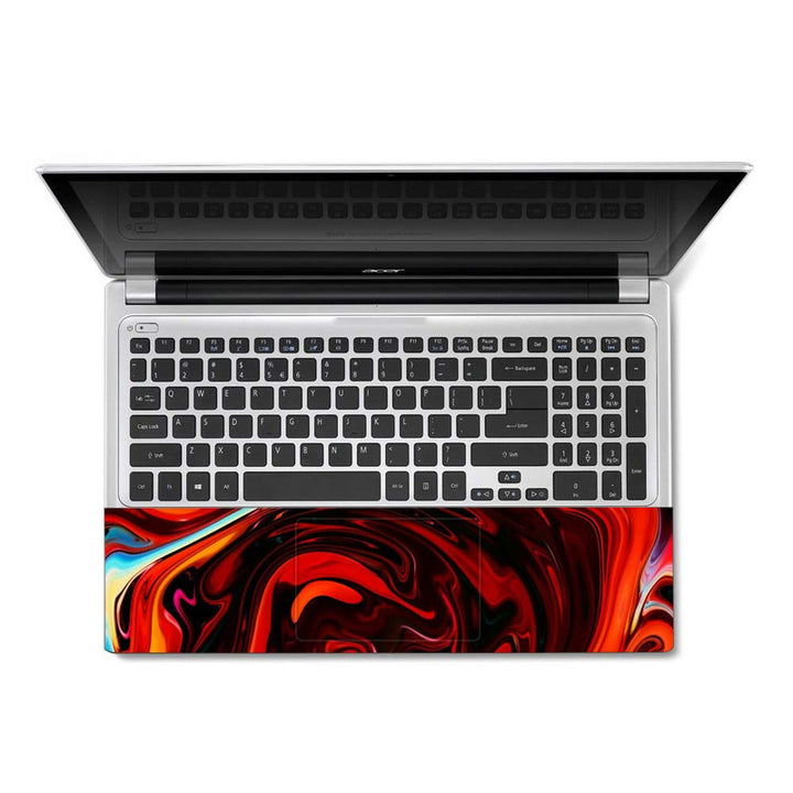 Full Panel Laptop Skin - Red Swirl Float Abstract