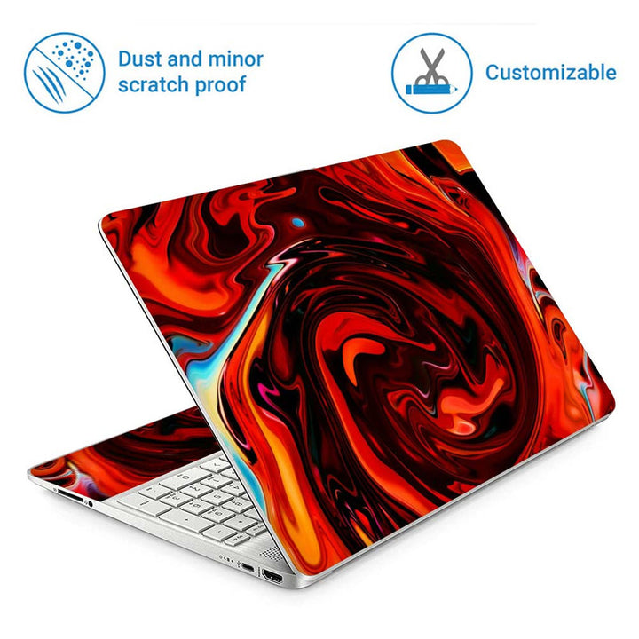 Full Panel Laptop Skin - Red Swirl Float Abstract