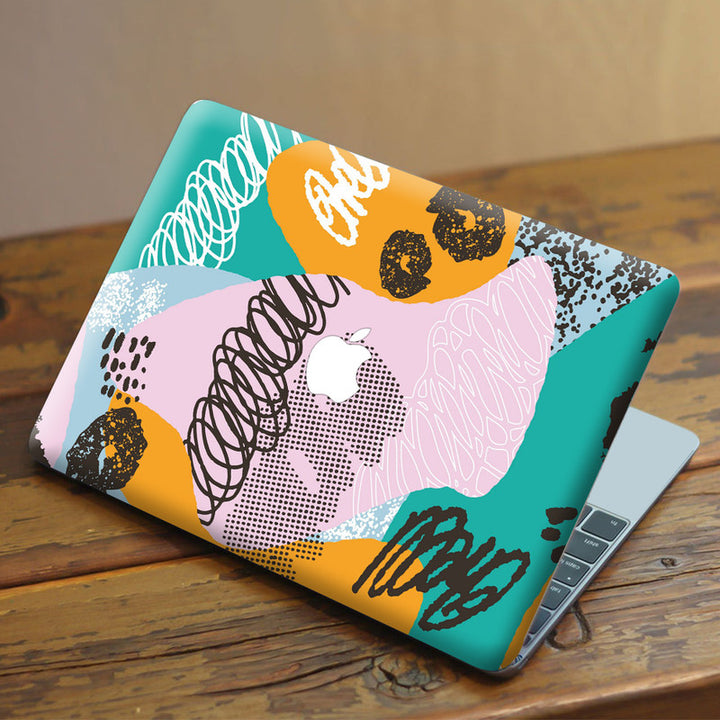 Laptop Skin for Apple MacBook - Round Spirals on Green and Pink - SkinsLegend