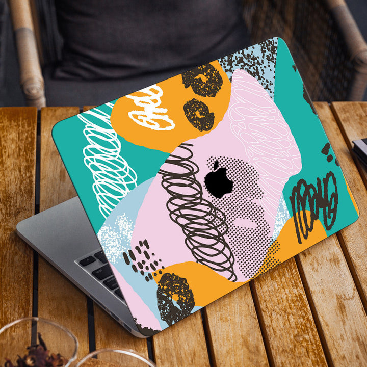 Laptop Skin for Apple MacBook - Round Spirals on Green and Pink - SkinsLegend