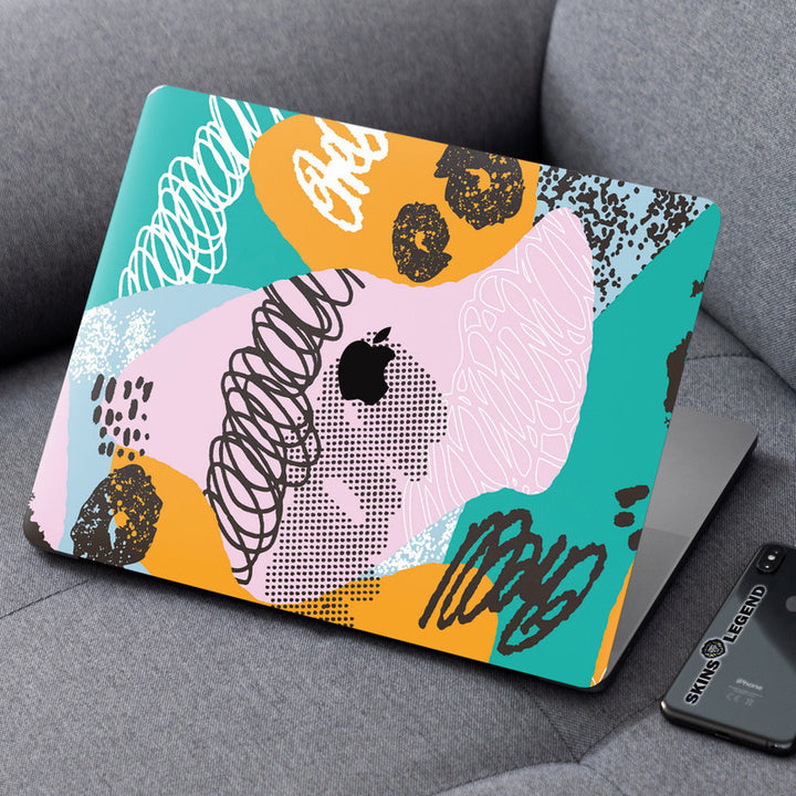 Laptop Skin for Apple MacBook - Round Spirals on Green and Pink - SkinsLegend