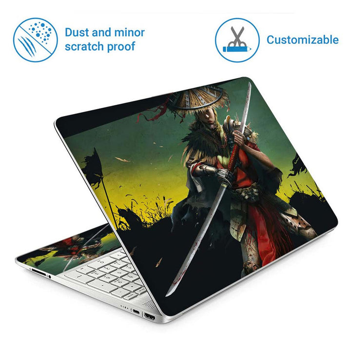 Full Panel Laptop Skin - Samurai Girl Warrior