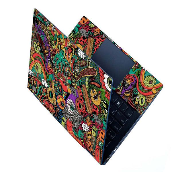 Full Panel Laptop Skin - Sea Creatures Doodle