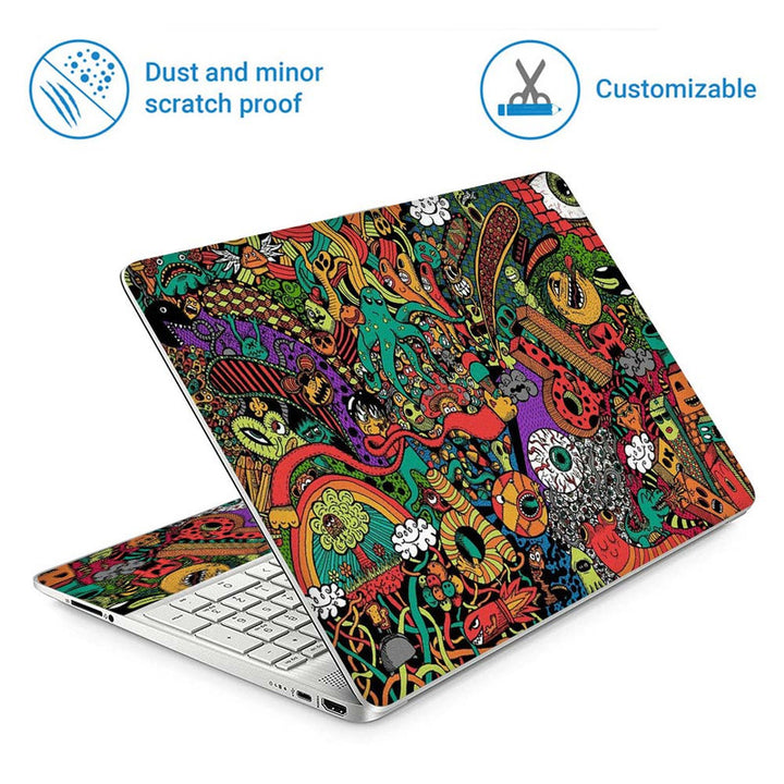 Full Panel Laptop Skin - Sea Creatures Doodle