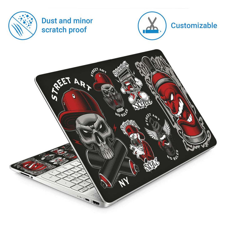 Full Panel Laptop Skin - Set of Symbols Graffiti Art