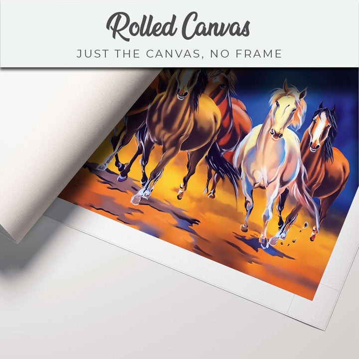 FineArts Rolled Canvas Painting - Seven Horses