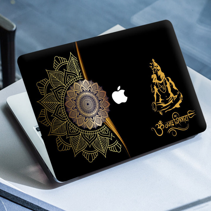 Laptop Skin for Apple MacBook - Shiva Meditation Golden Mandala Art - SkinsLegend