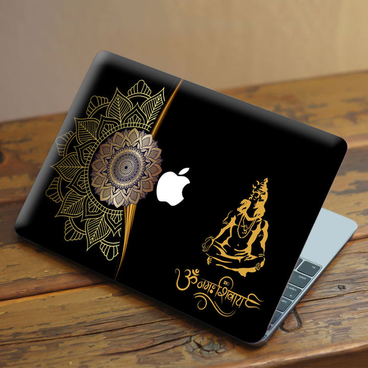 Laptop Skin for Apple MacBook - Shiva Meditation Golden Mandala Art - SkinsLegend