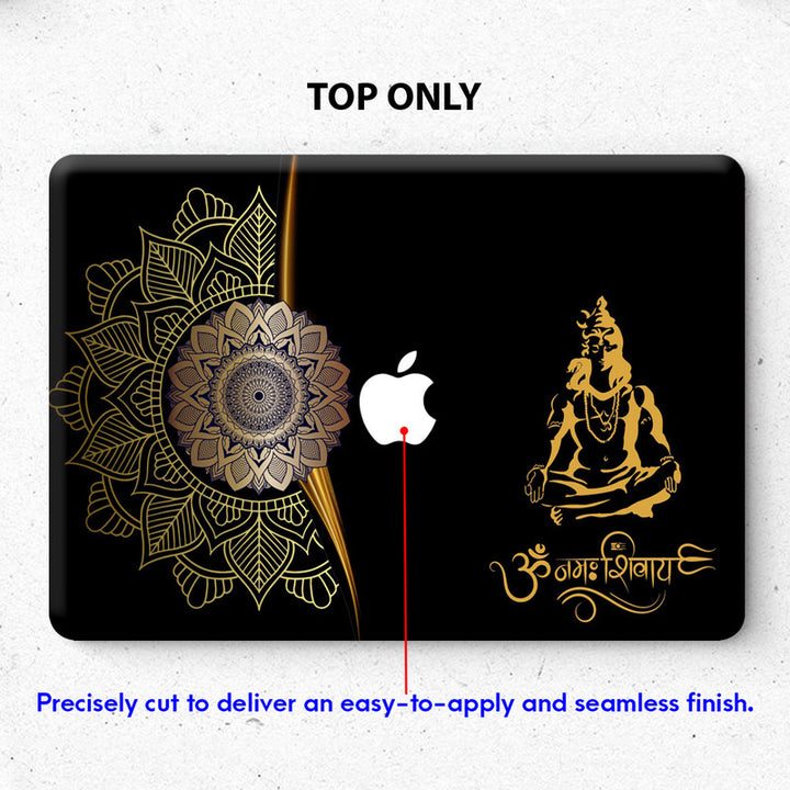 Laptop Skin for Apple MacBook - Shiva Meditation Golden Mandala Art - SkinsLegend