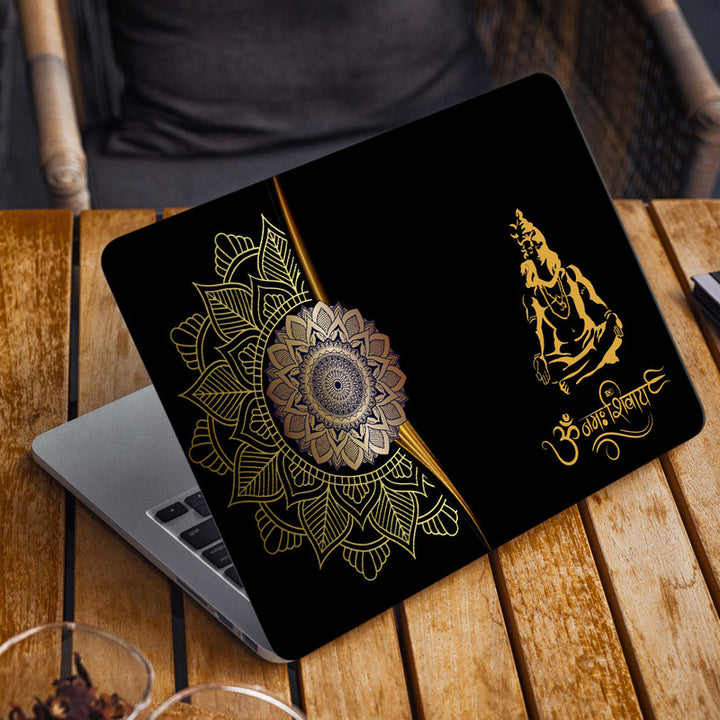 Laptop Skin for Apple MacBook - Shiva Meditation Golden Mandala Art - SkinsLegend