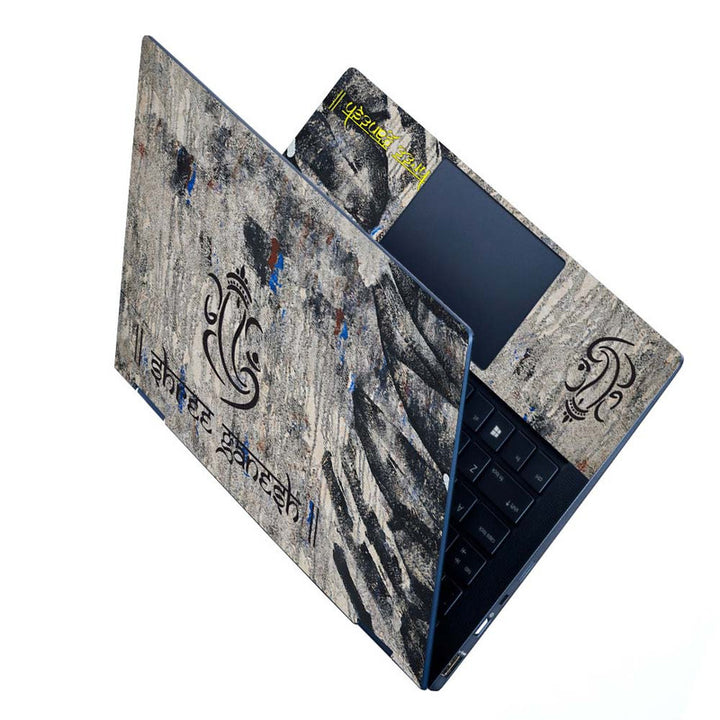 Full Panel Laptop Skin - Shree Ganesh Black on Ruff Art