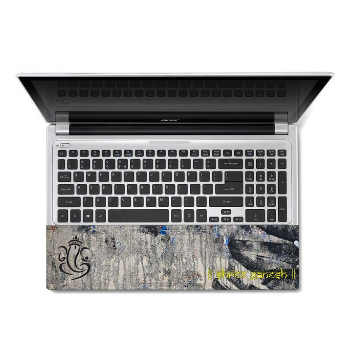 Full Panel Laptop Skin - Shree Ganesh Black on Ruff Art