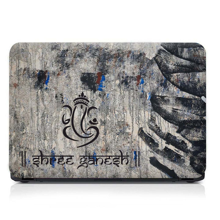 Full Panel Laptop Skin - Shree Ganesh Black on Ruff Art