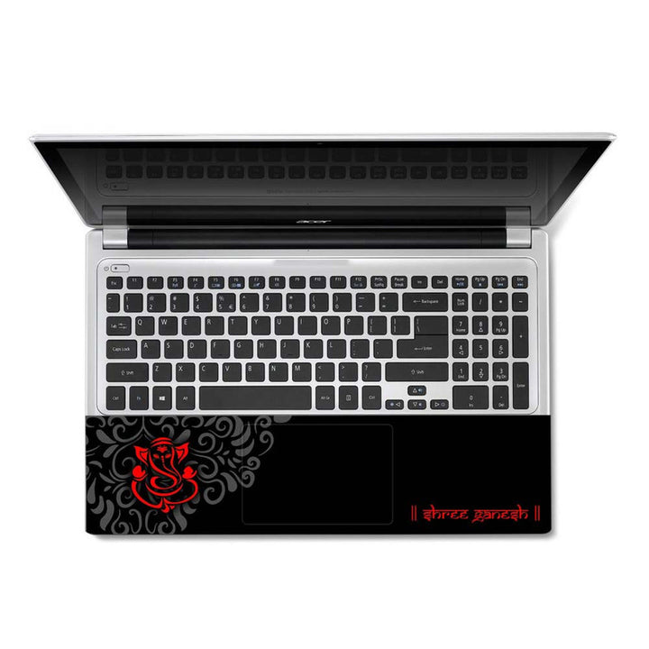 Full Panel Laptop Skin - Shree Ganesh Red Neon