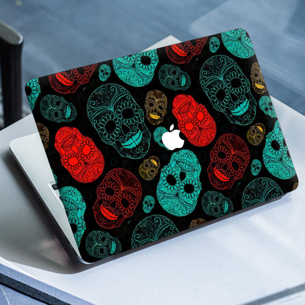 Laptop Skin for Apple MacBook - Skull Art Green Red - SkinsLegend