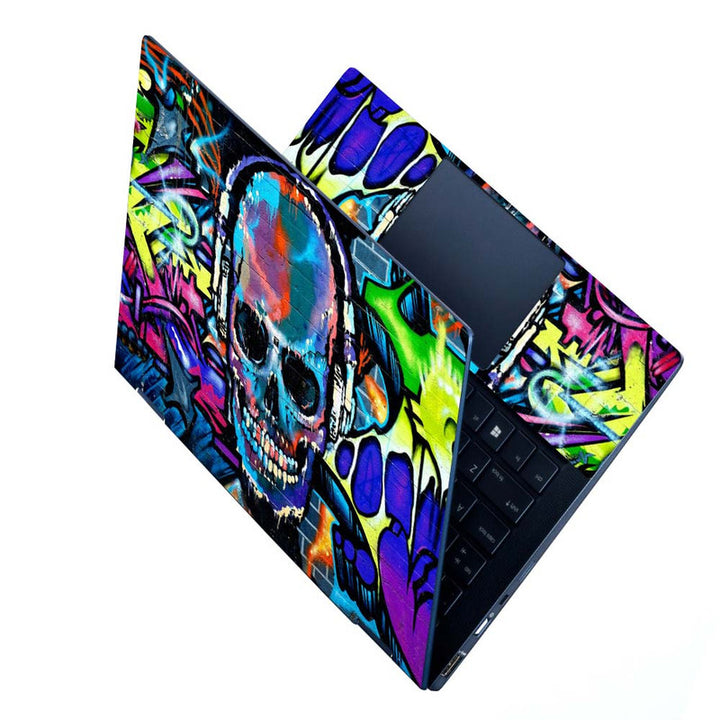 Full Panel Laptop Skin - Skull Wall Graffiti