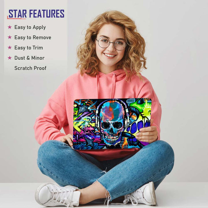 Full Panel Laptop Skin - Skull Wall Graffiti