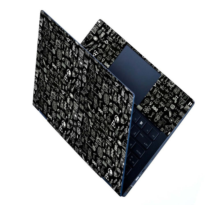 Full Panel Laptop Skin - Space Symbols on Black