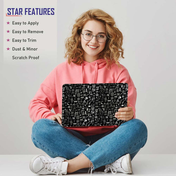 Full Panel Laptop Skin - Space Symbols on Black