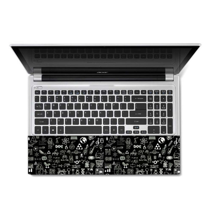 Full Panel Laptop Skin - Space Symbols on Black