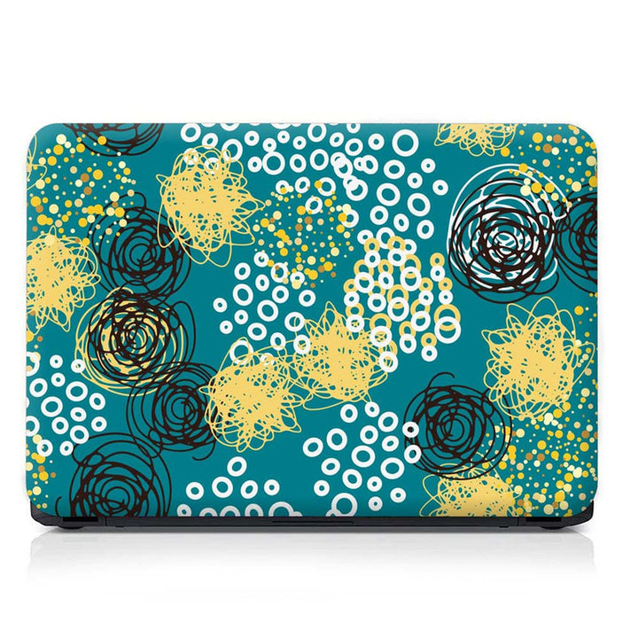 Full Panel Laptop Skin - Spiral Shapes on Bottle Green