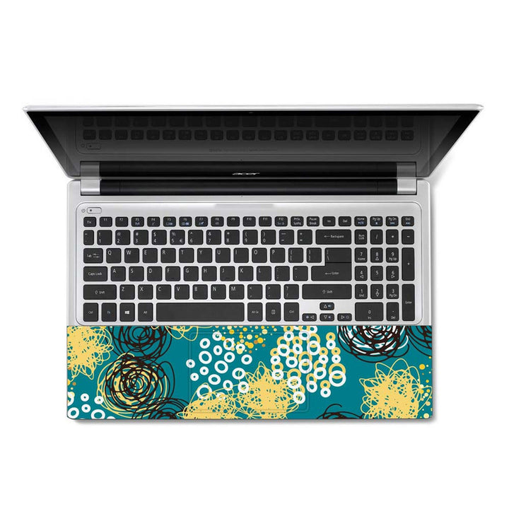 Full Panel Laptop Skin - Spiral Shapes on Bottle Green