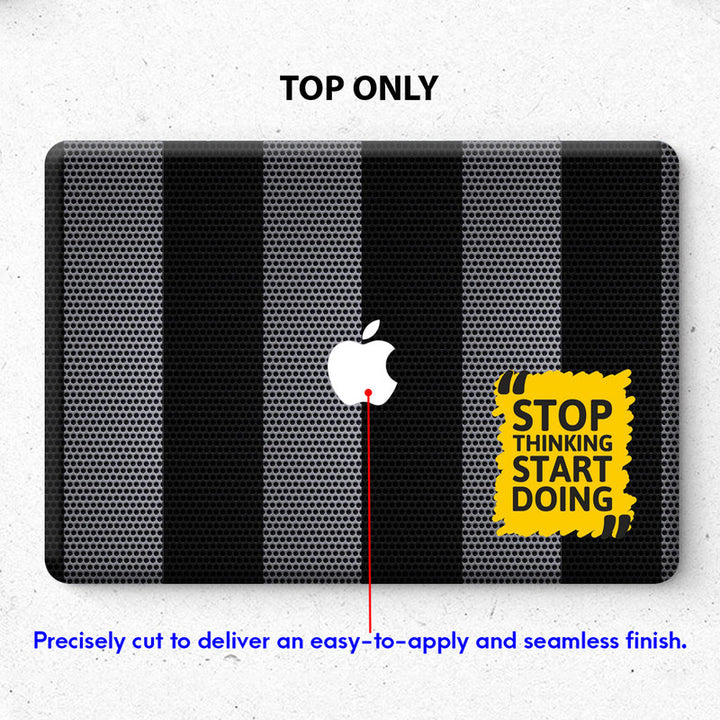 Laptop Skin for Apple MacBook - Stop Thinking Quotes on Black Grey Dots - SkinsLegend