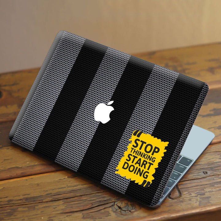 Laptop Skin for Apple MacBook - Stop Thinking Quotes on Black Grey Dots - SkinsLegend