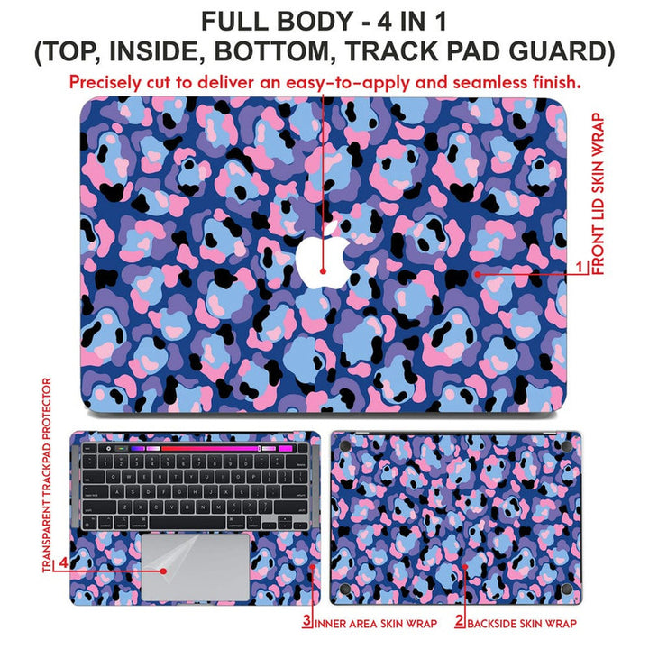 Laptop Skin for Apple MacBook - Tiger Design Pink Blue - SkinsLegend