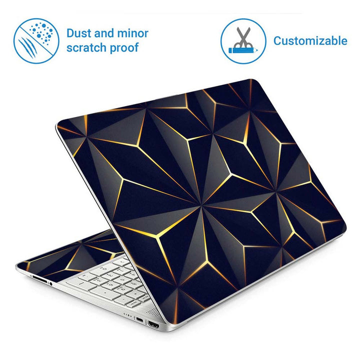 Full Panel Laptop Skin - Triangle Black Gold