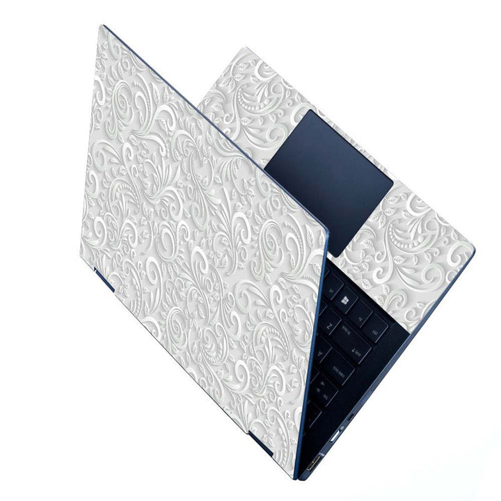 Full Panel Laptop Skin - White 3D Floral