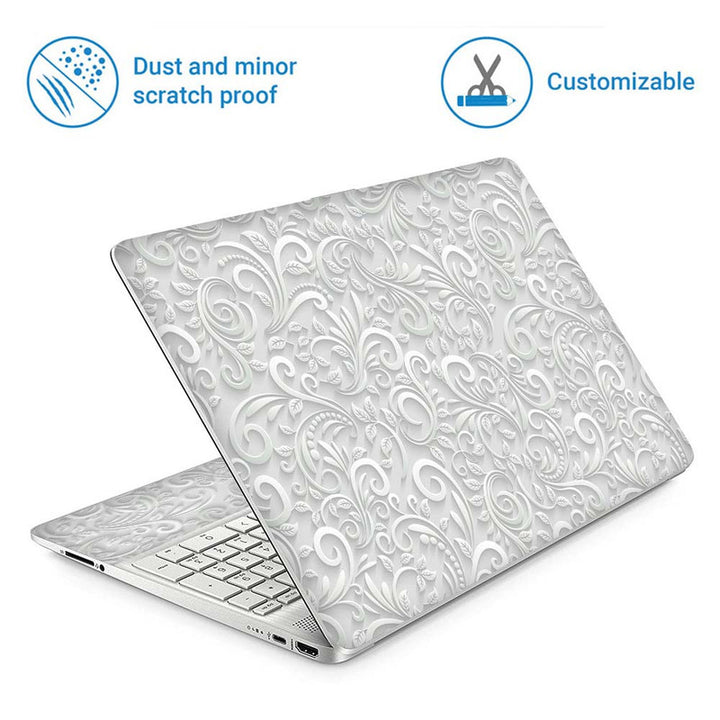 Full Panel Laptop Skin - White 3D Floral