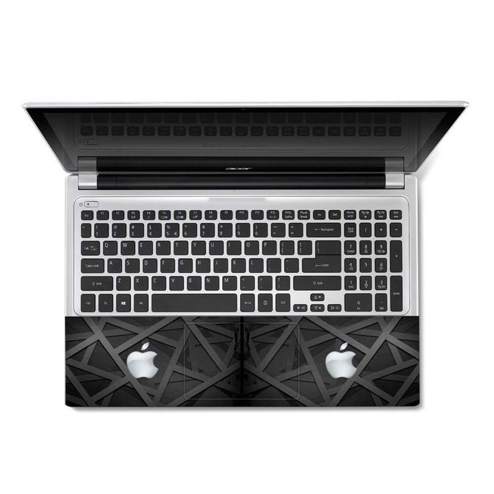 Full Panel Laptop Skin - White Apple on Black