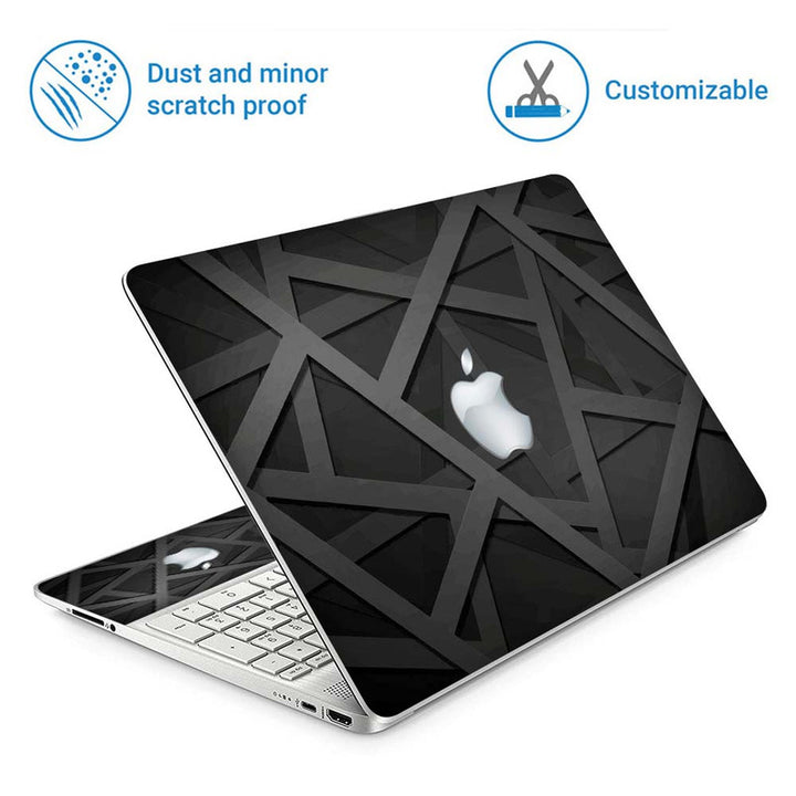 Full Panel Laptop Skin - White Apple on Black