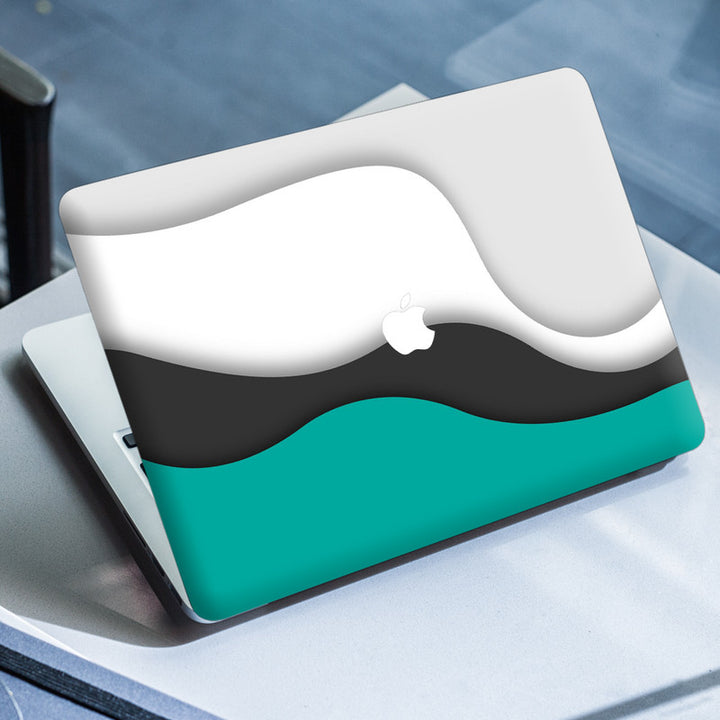 Laptop Skin for Apple MacBook - White Black Green Waves - SkinsLegend