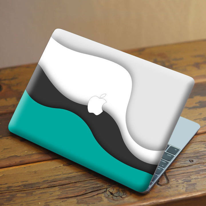 Laptop Skin for Apple MacBook - White Black Green Waves - SkinsLegend