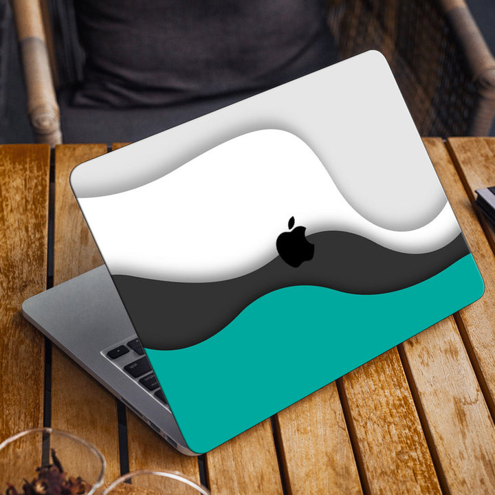 Laptop Skin for Apple MacBook - White Black Green Waves - SkinsLegend