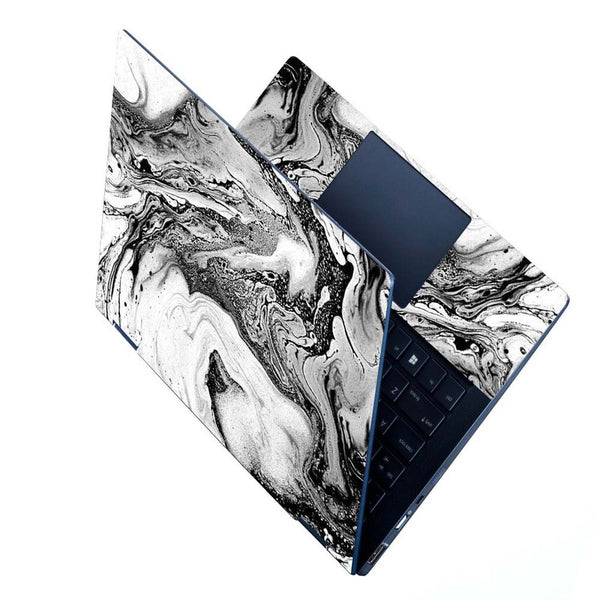 Full Panel Laptop Skin - White Black Marble Series