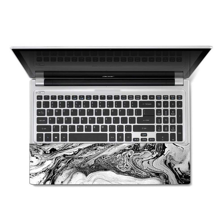 Full Panel Laptop Skin - White Black Marble Series