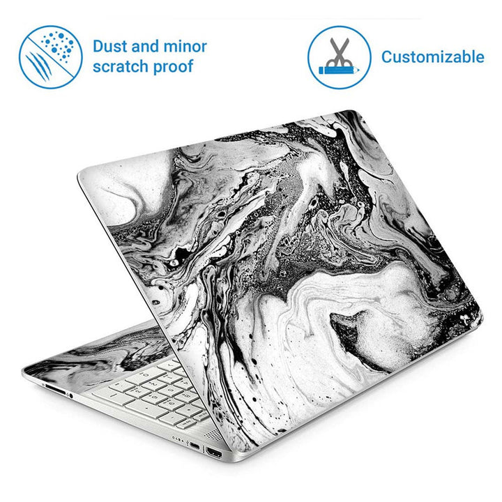 Full Panel Laptop Skin - White Black Marble Series