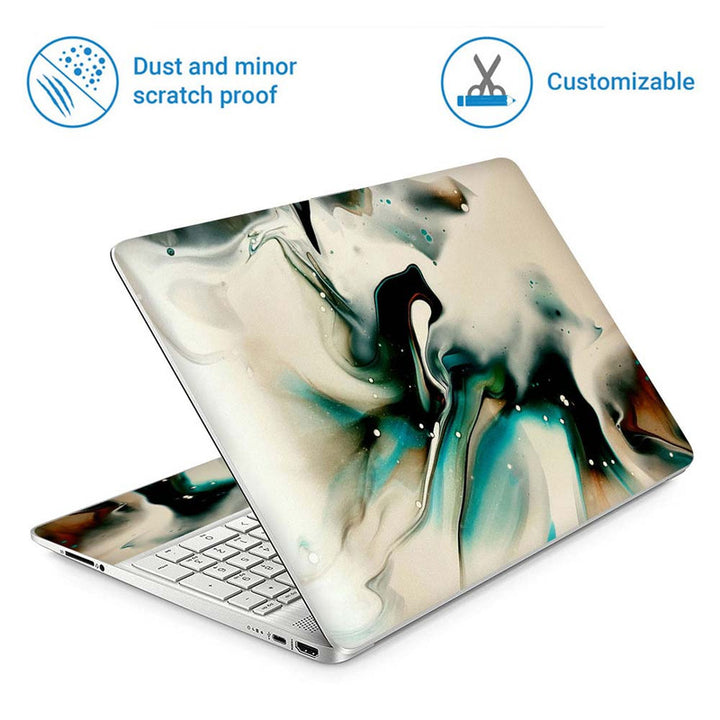 Full Panel Laptop Skin - White Cyan Marble Series