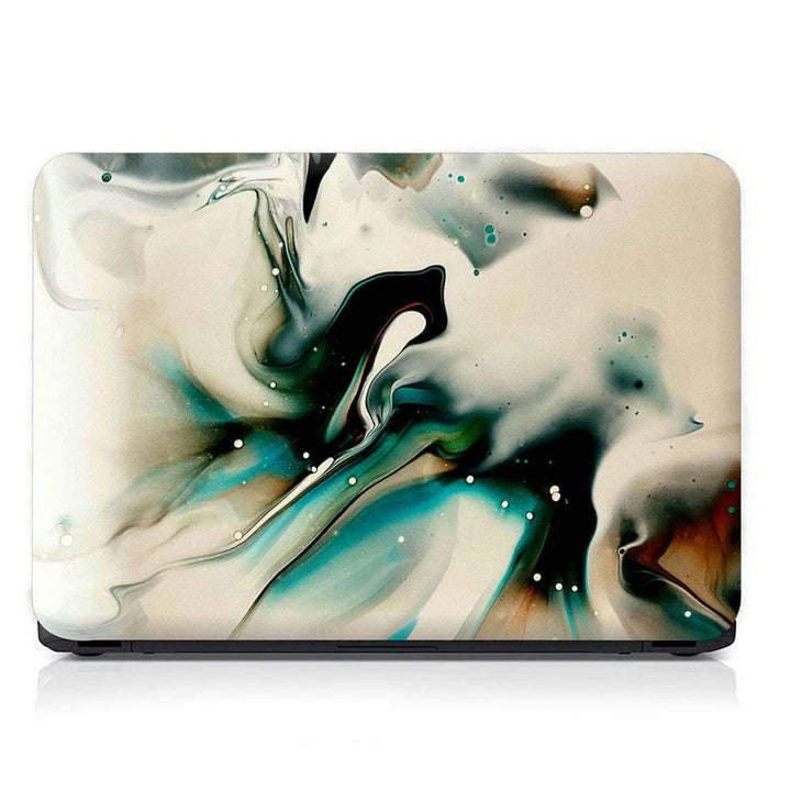 Full Panel Laptop Skin - White Cyan Marble Series