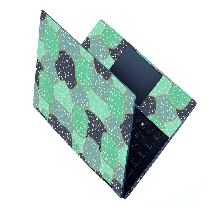 Full Panel Laptop Skin - White Dots on Green Bubbles